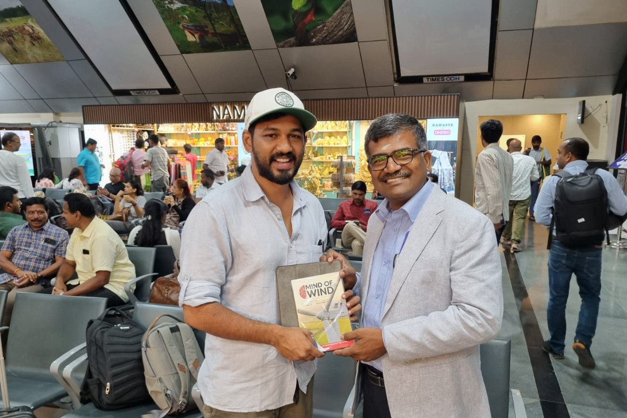 Dr Karunamoorthy has presented the book  “mind of wind” to the young Rap singer Mr Adhi Hiphop Thamizha